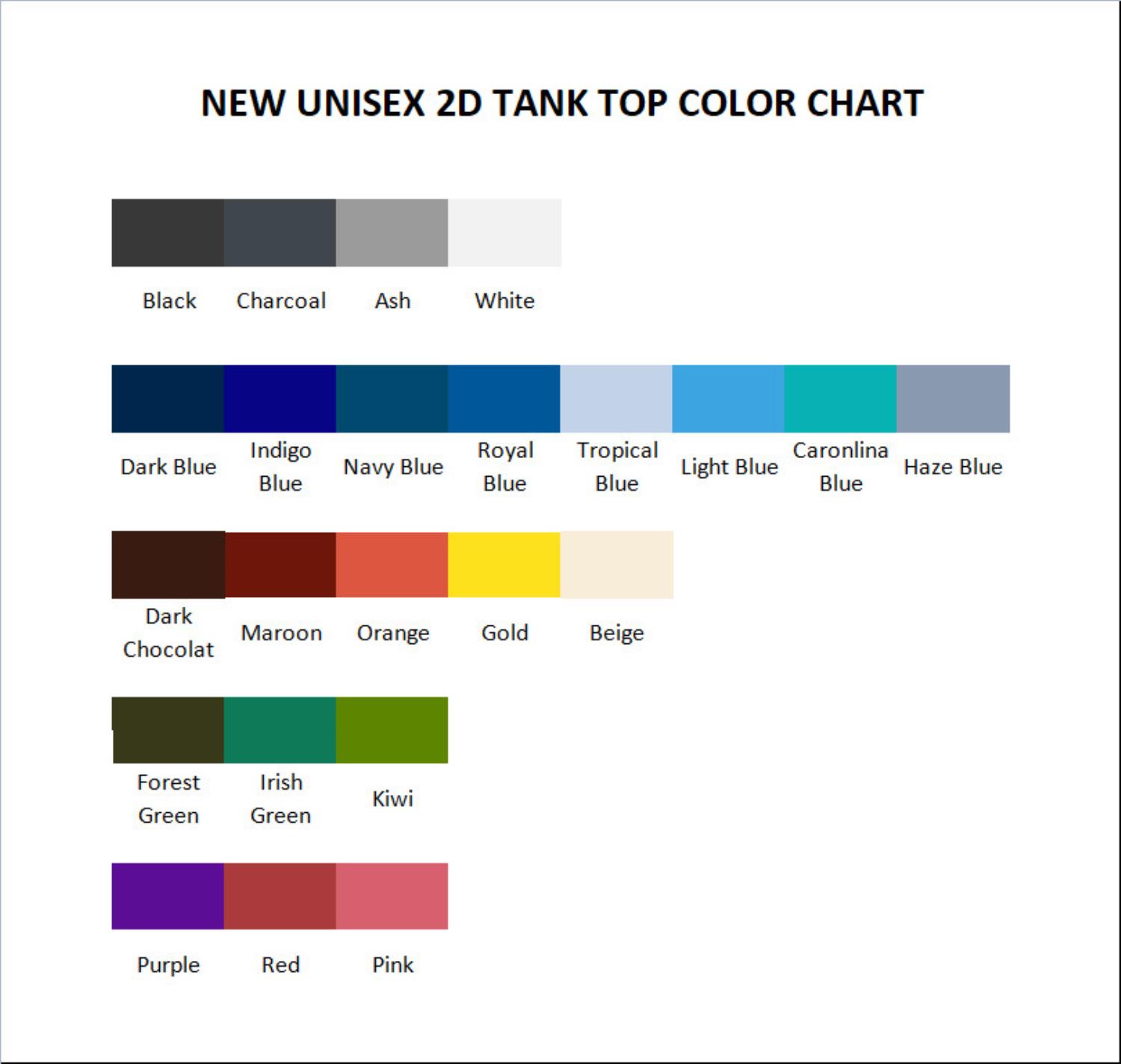 tank top color chart - Rocko's Modern Life Store