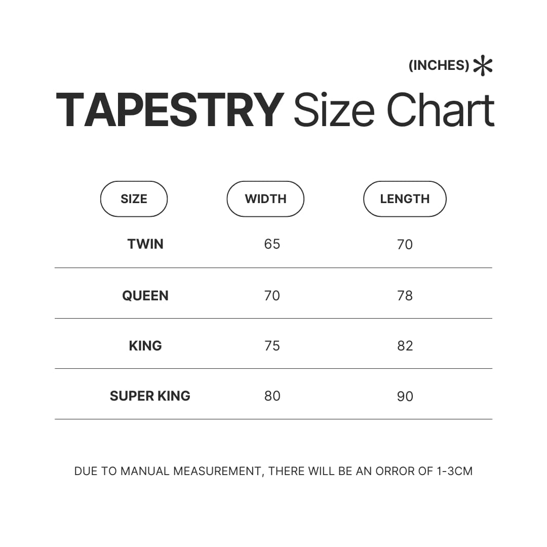 Tapestry Size Chart - Rocko's Modern Life Store